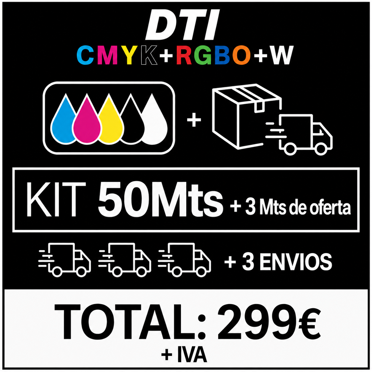 Kit black de 50Mts de impressão + 3 Mts de oferta + 3 envios